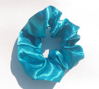 Teal Satin Hair Scrunchie