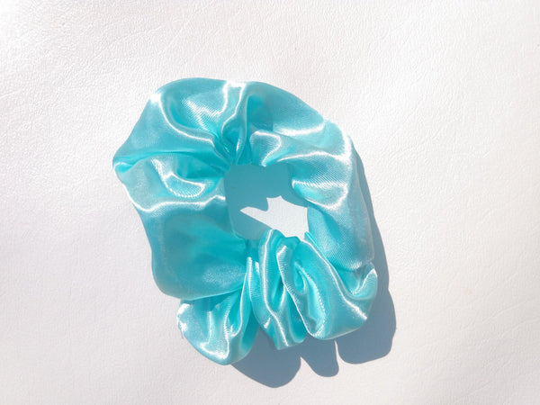 Turquoise Satin Hair Scrunchie