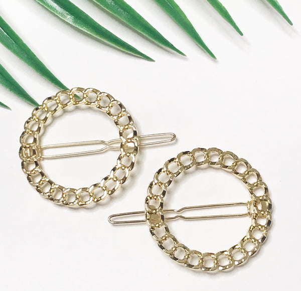 Circle Gold Link Hair Clip