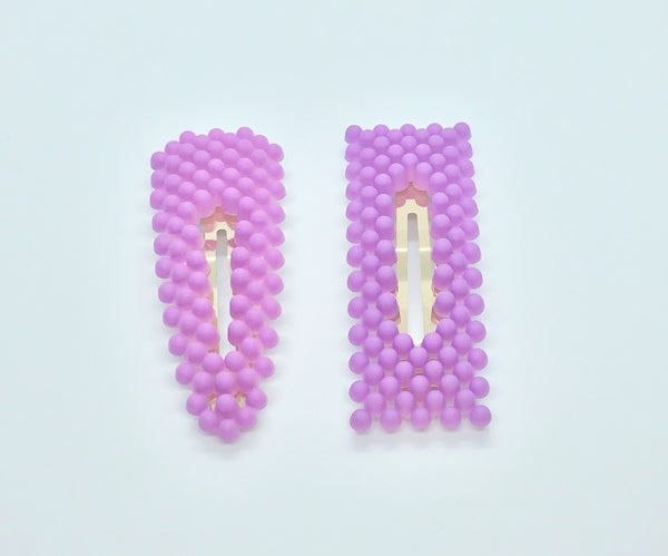 Purple Hair Clips Set