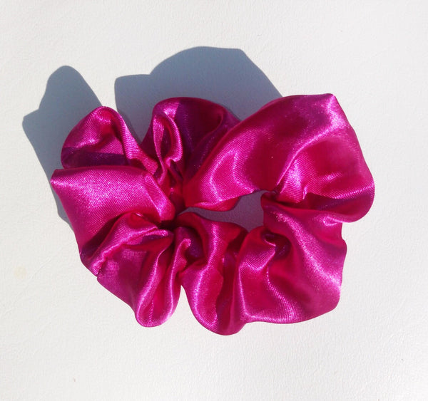 Fuchsia Satin Hair Scrunchie