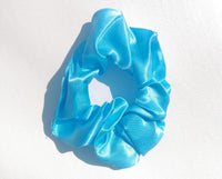 Aqua Satin Hair Scrunchie